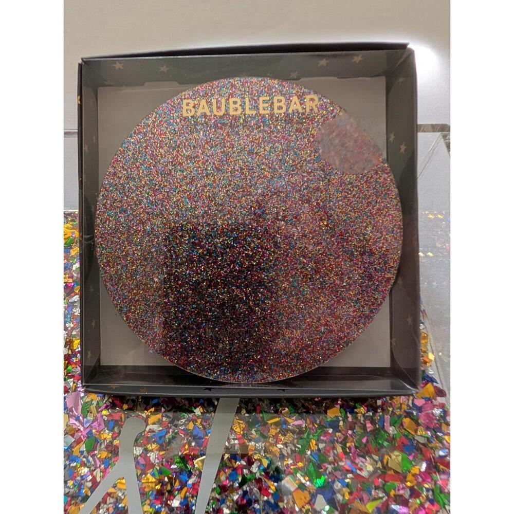 Bar Glitter Lot Of 2 Baublebar 4 Glitter Coasters NIB and Pier One Glitter Tray - Picture 3 of 9